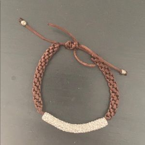 Cord and Rhinestone Adjustable Bracelet